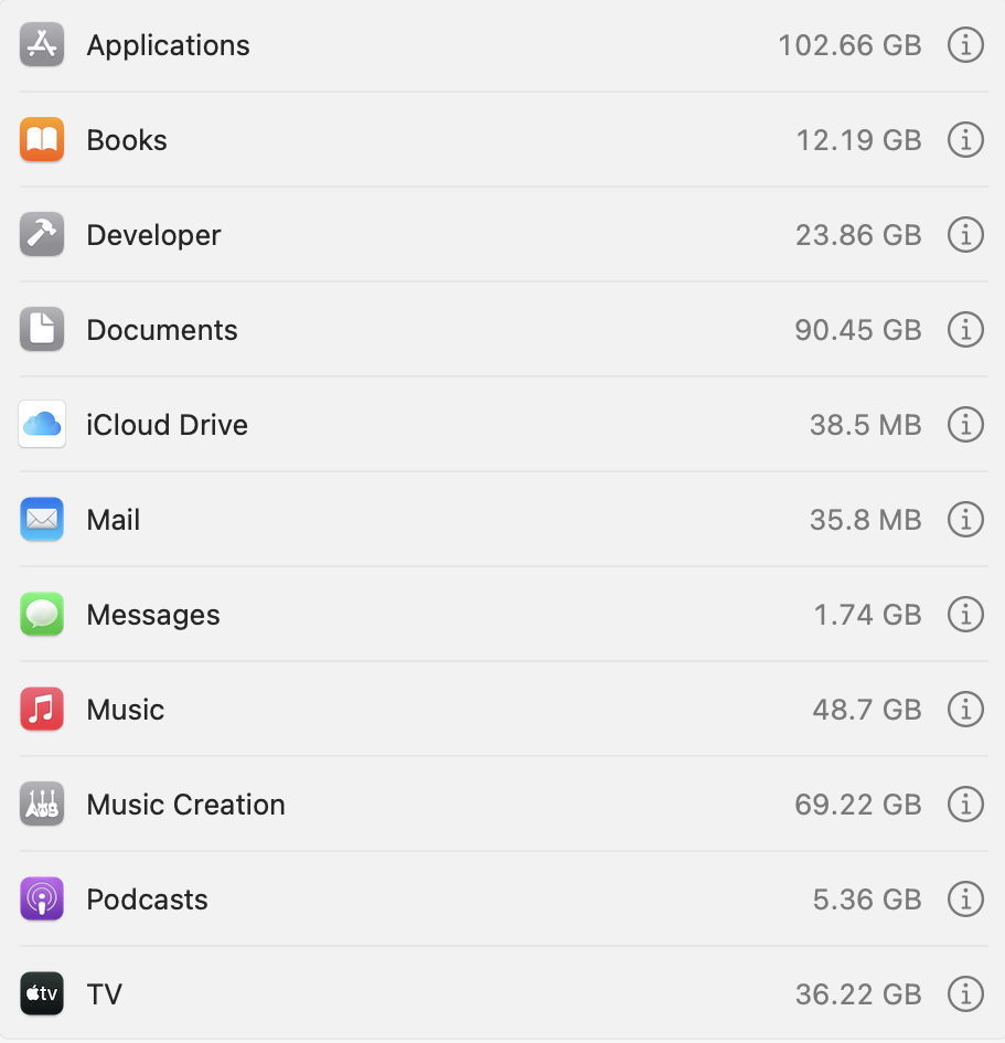 Mac Storage settings showing System Data using disk space